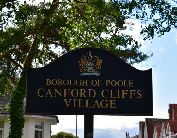 Photo of a village sign for Canford Cliffs