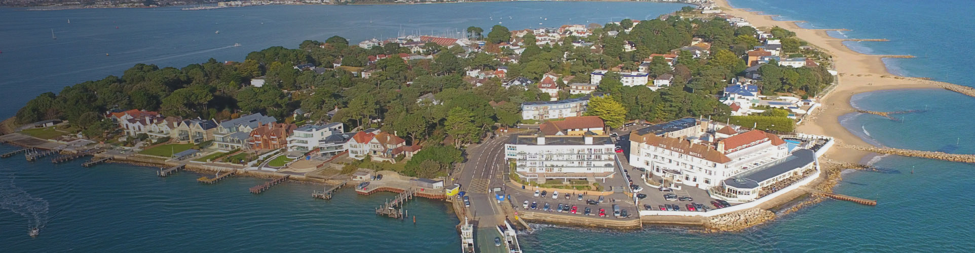 Aerial photo of Heaven Hotel and Ferry, Sandbanks, Poole