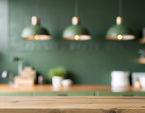 Image showing a kitchen counter with the background blurred