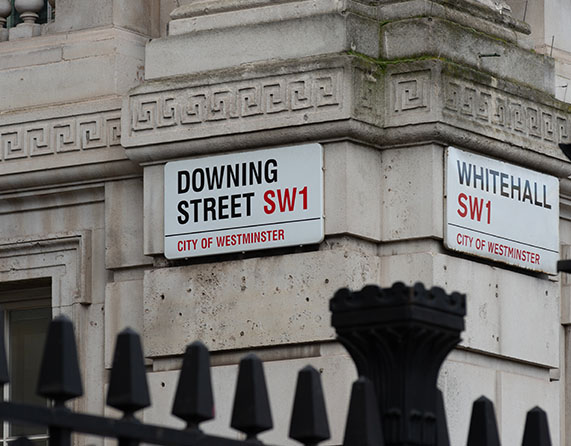 Image showing the Downing Street / Whitehall street sign